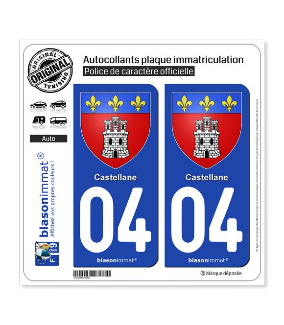 04 Castellane - Armoiries | Autocollant plaque immatriculation