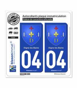 04 Digne-les-Bains - Armoiries | Autocollant plaque immatriculation