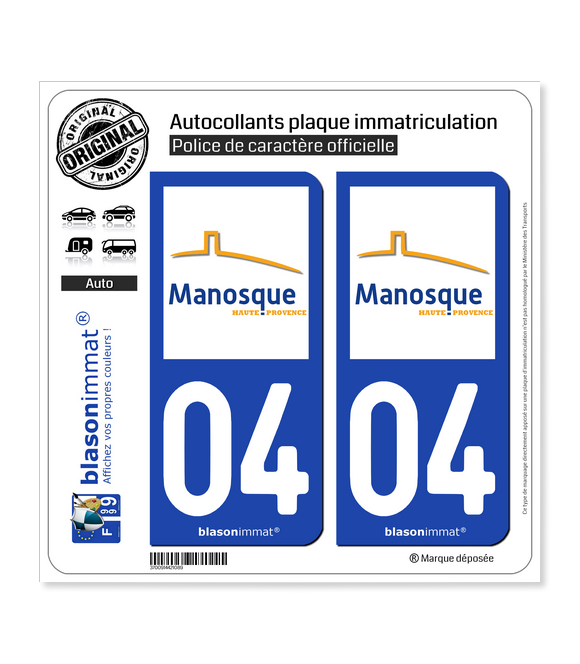 04 Manosque - Ville | Autocollant plaque immatriculation
