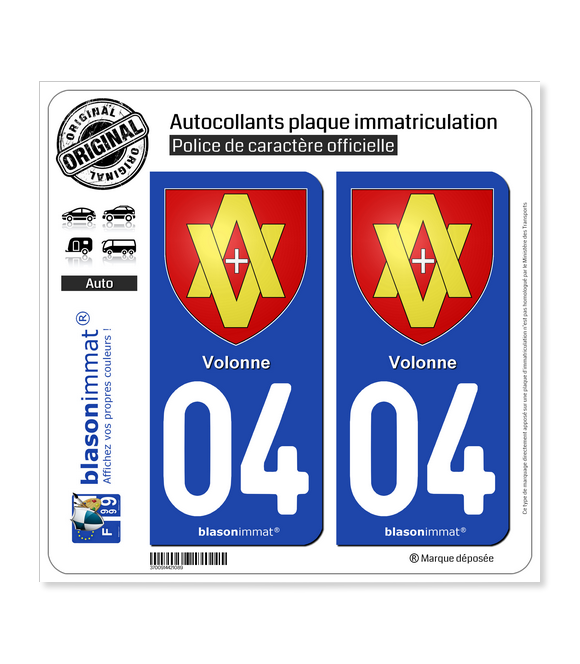 04 Volonnes - Armoiries | Autocollant plaque immatriculation