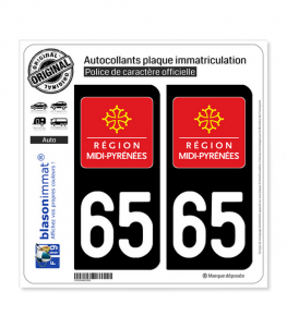65 Midi-Pyrénées - LogoType | Autocollant plaque immatriculation