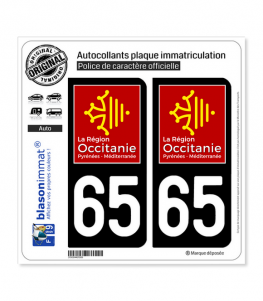 65 Occitanie - LogoType | Autocollant plaque immatriculation