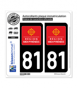 81 Midi-Pyrénées - LogoType | Autocollant plaque immatriculation