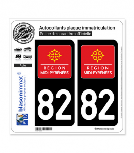 82 Midi-Pyrénées - LogoType | Autocollant plaque immatriculation