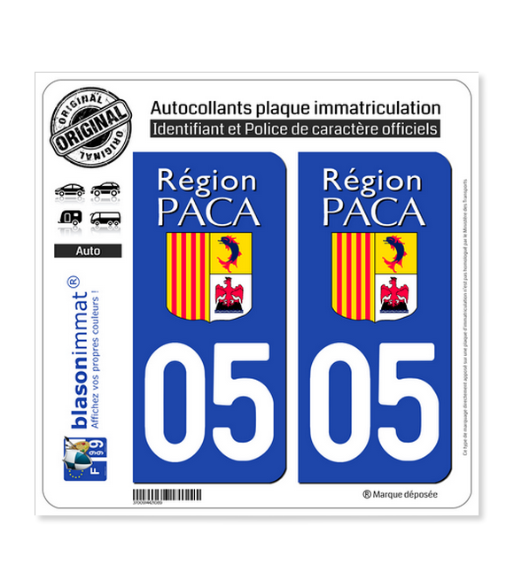 05 PACA - LogoType | Autocollant plaque immatriculation