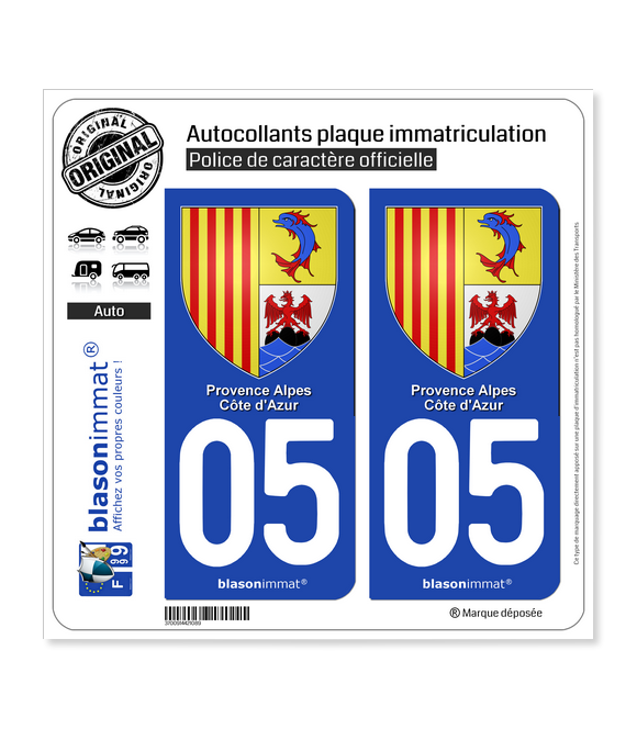 05 PACA - Armoiries | Autocollant plaque immatriculation