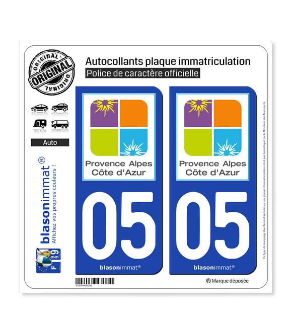 05 PACA - Tourisme | Autocollant plaque immatriculation