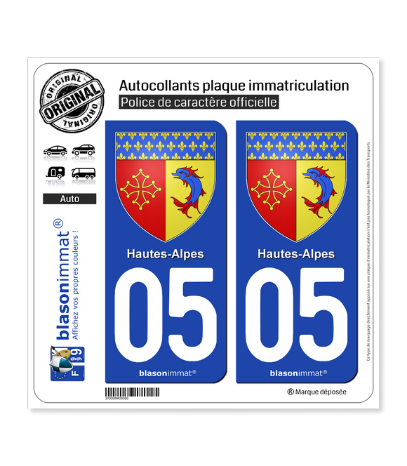 05 Hautes-Alpes - Armoiries | Autocollant plaque immatriculation