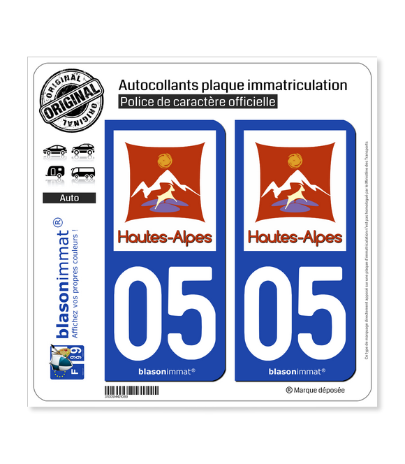 05 Hautes-Alpes - Département | Autocollant plaque immatriculation