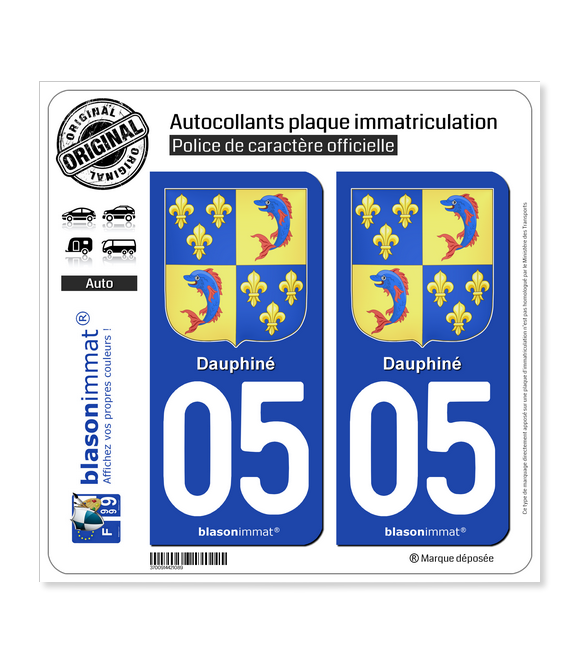 05 Dauphiné - Armoiries III | Autocollant plaque immatriculation