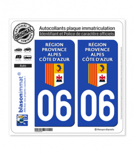 06 Région Sud - LogoType | Autocollant plaque immatriculation