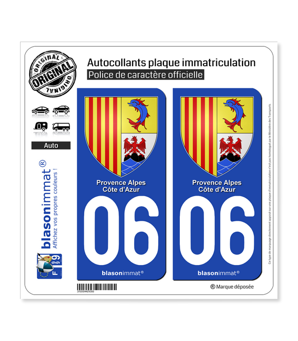 06 PACA - Armoiries | Autocollant plaque immatriculation