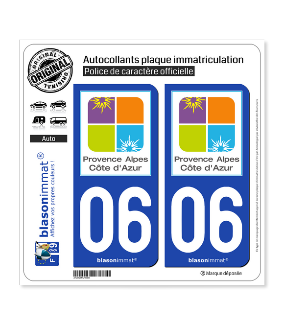 06 PACA - Tourisme | Autocollant plaque immatriculation