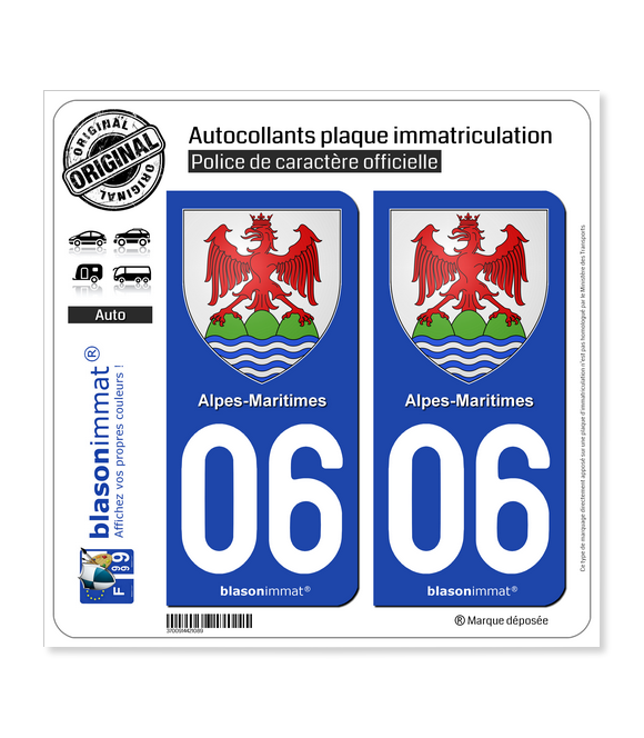 06 Alpes-Maritimes - Armoiries | Autocollant plaque immatriculation