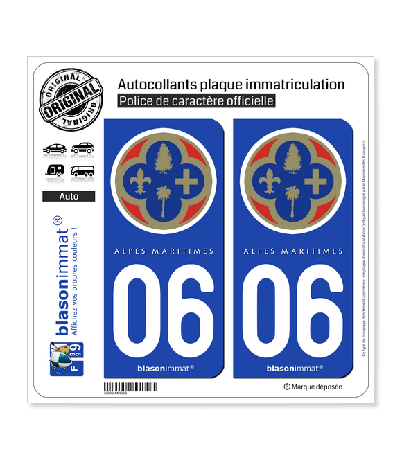06 Alpes-Maritimes - Département | Autocollant plaque immatriculation