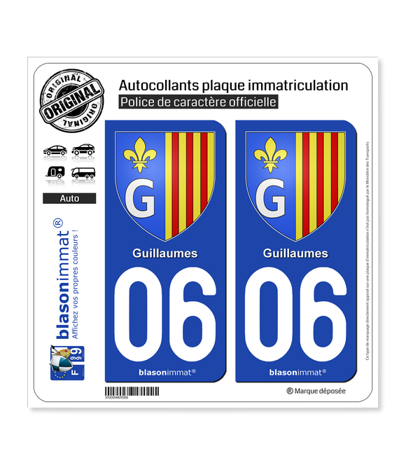 06 Guillaumes - Armoiries | Autocollant plaque immatriculation