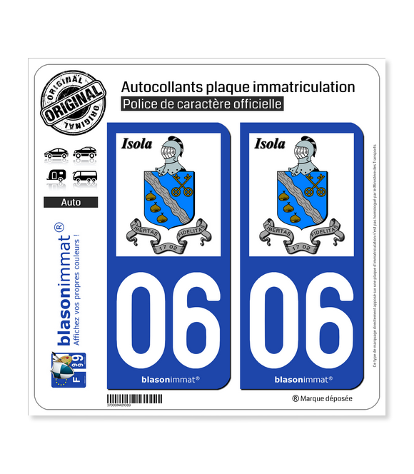 06 Isola - Commune | Autocollant plaque immatriculation