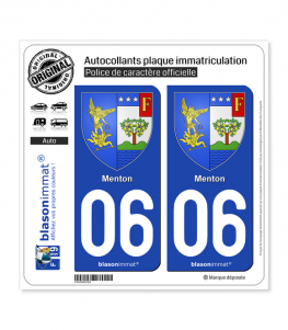 06 Menton - Armoiries | Autocollant plaque immatriculation