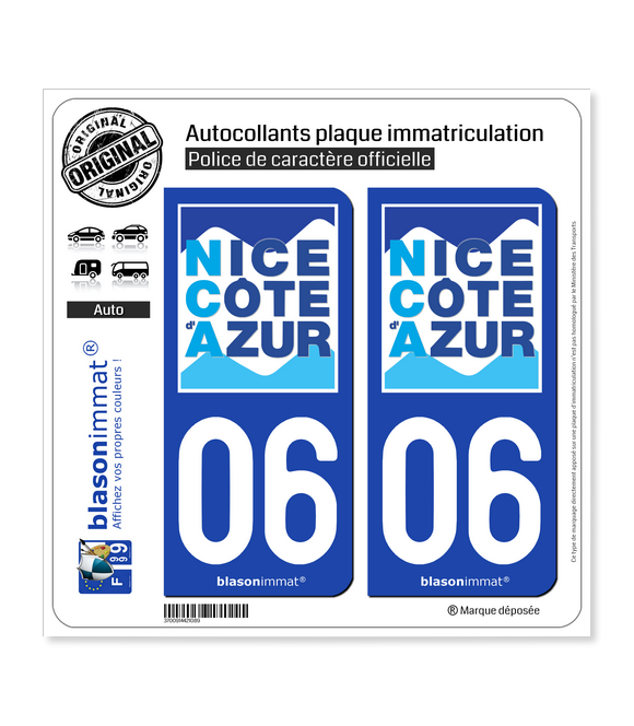 06 Nice - Agglo | Autocollant plaque immatriculation