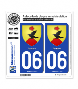 06 Toudon - Armoiries | Autocollant plaque immatriculation