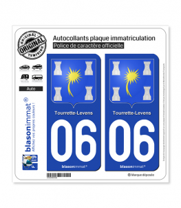 06 Tourrette-Levens - Armoiries | Autocollant plaque immatriculation