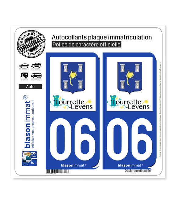 06 Tourrette-Levens - Commune | Autocollant plaque immatriculation