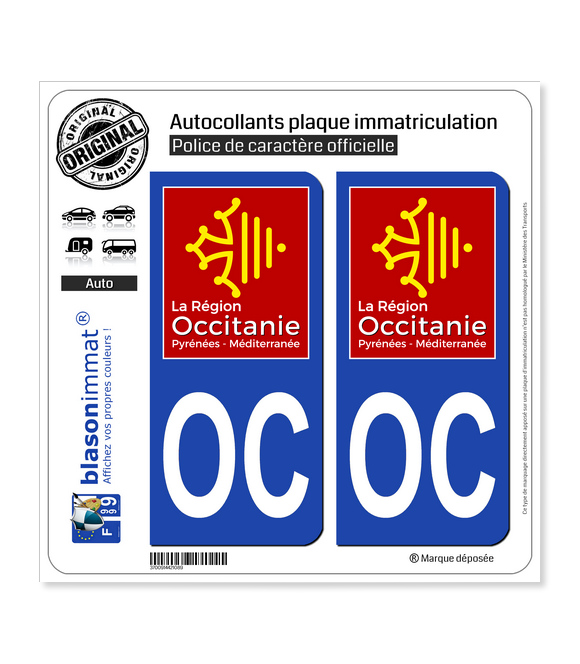 OC Occitanie - LogoType | Autocollant plaque immatriculation