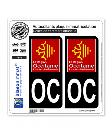 2 Stickers Autocollants Plaque Immatriculation - Région Occitanie (11) - Neuf