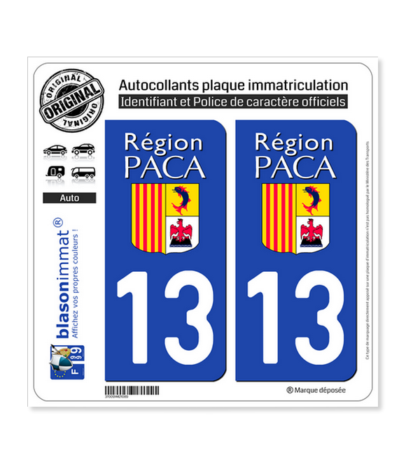 13 PACA - LogoType | Autocollant plaque immatriculation