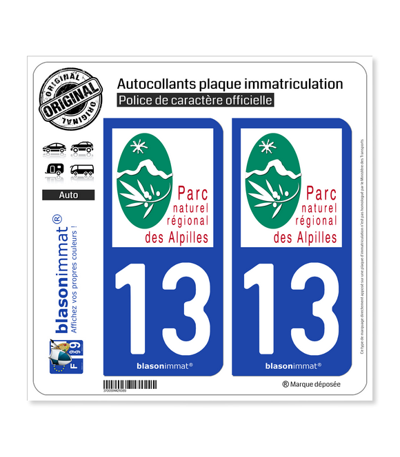 13 Alpilles - Parc Naturel Régional | Autocollant plaque immatriculation