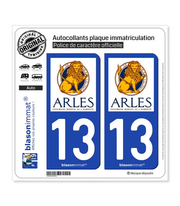 13 Arles - Ville | Autocollant plaque immatriculation