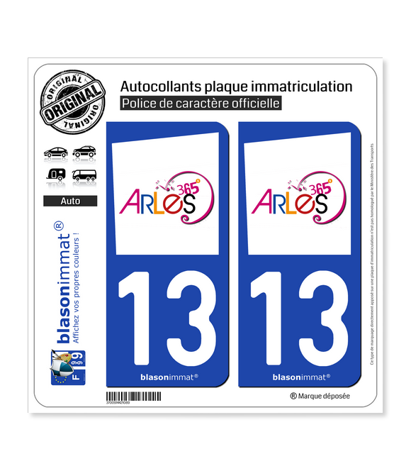 13 Arles - Tourisme | Autocollant plaque immatriculation