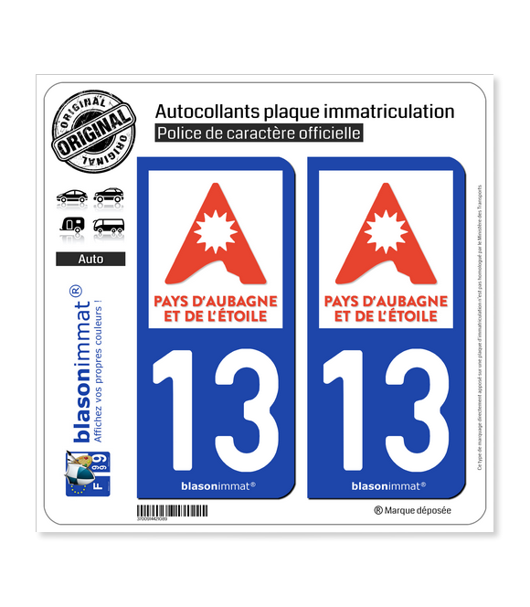 13 Aubagne - Tourisme | Autocollant plaque immatriculation