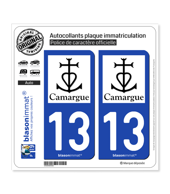 13 Camargue - Croix Camarguaise | Autocollant plaque immatriculation