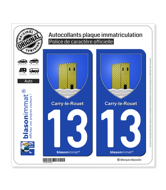 13 Carry-le-Rouet - Armoiries | Autocollant plaque immatriculation