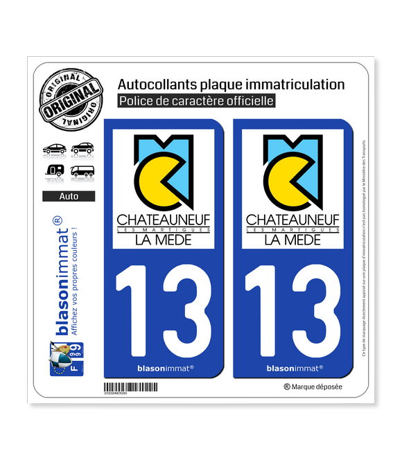 13 Châteauneuf-les-Martigues - Ville | Autocollant plaque immatriculation