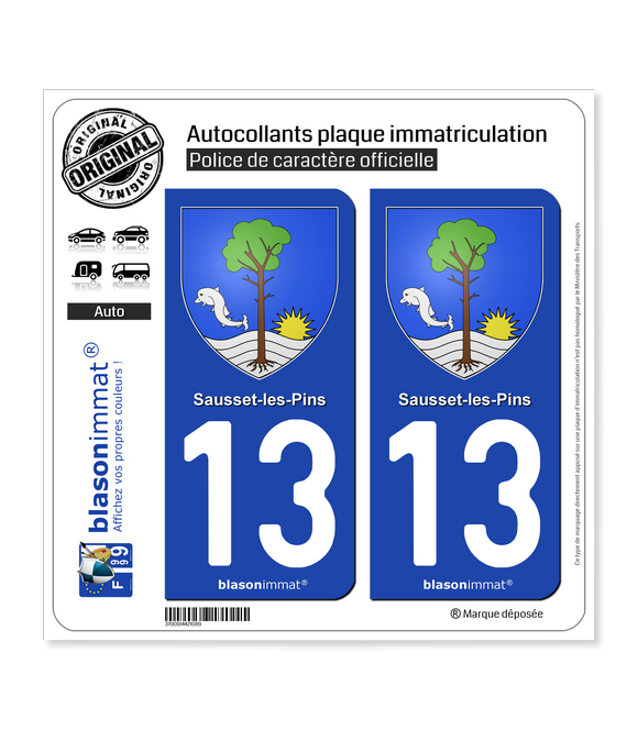 13 Sausset-les-Pins - Armoiries | Autocollant plaque immatriculation