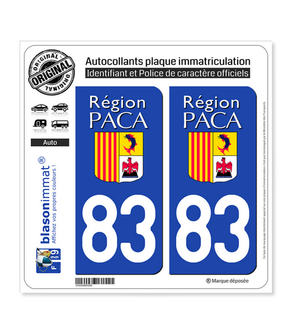 83 PACA - LogoType | Autocollant plaque immatriculation