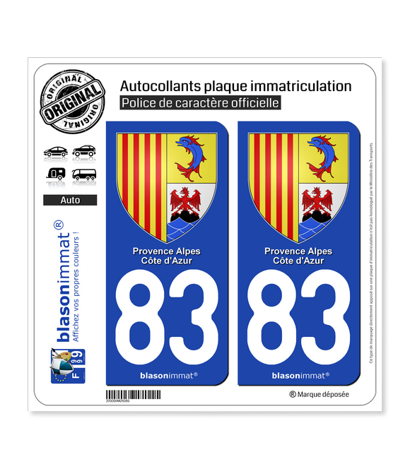 83 PACA - Armoiries | Autocollant plaque immatriculation