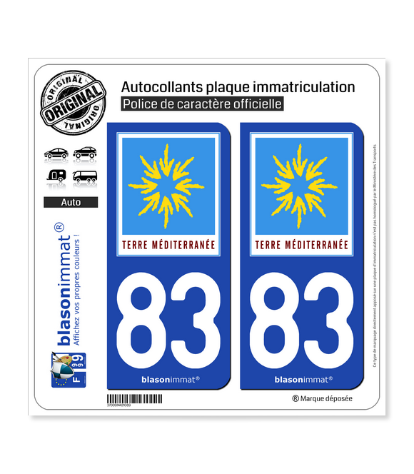 83 PACA - Terre Méditerranée | Autocollant plaque immatriculation