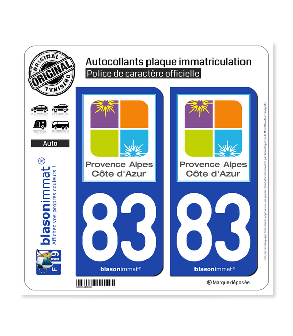 83 PACA - Tourisme | Autocollant plaque immatriculation