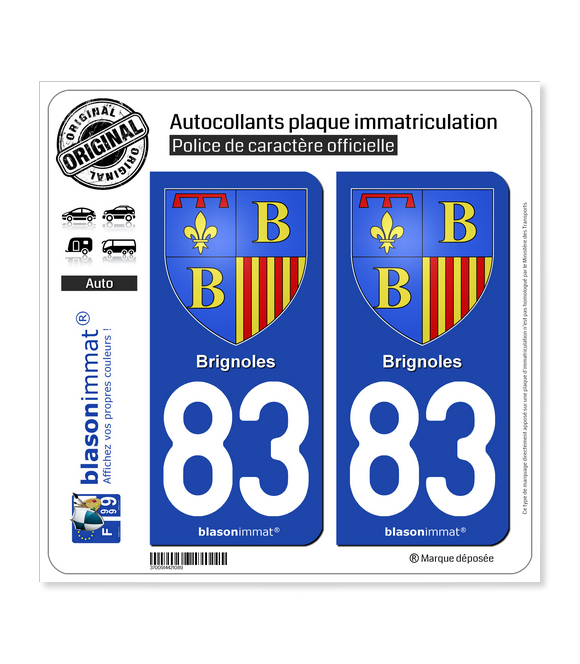 83 Brignoles - Armoiries | Autocollant plaque immatriculation