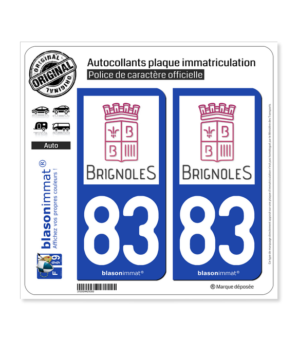 83 Brignoles - Ville | Autocollant plaque immatriculation