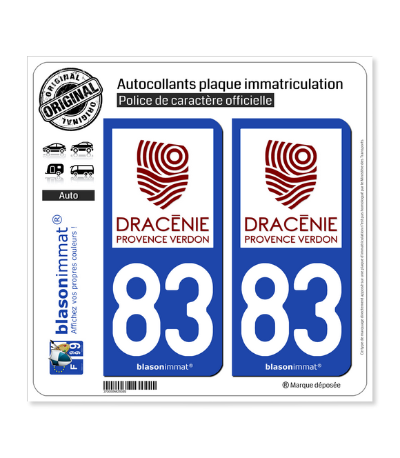 83 Draguignan - Agglo | Autocollant plaque immatriculation