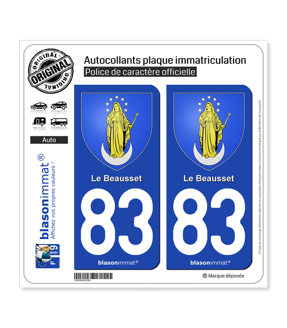 83 Le Beausset - Armoiries | Autocollant plaque immatriculation