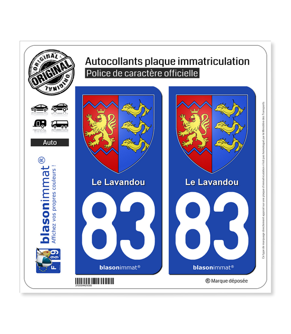 83 Le Lavandou - Armoiries | Autocollant plaque immatriculation