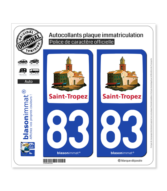 83 Saint-Tropez - Commune | Autocollant plaque immatriculation