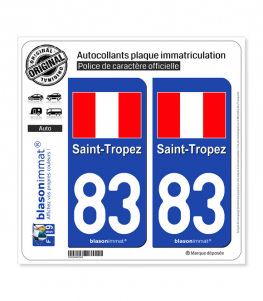 83 Saint-Tropez - Drapeau | Autocollant plaque immatriculation