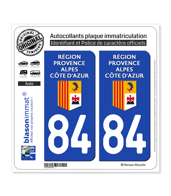 84 Région Sud - LogoType | Autocollant plaque immatriculation