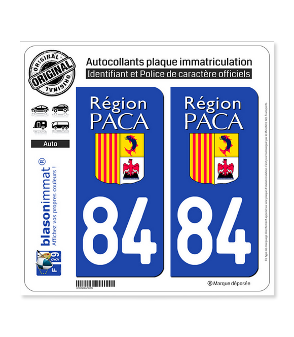 84 PACA - LogoType | Autocollant plaque immatriculation
